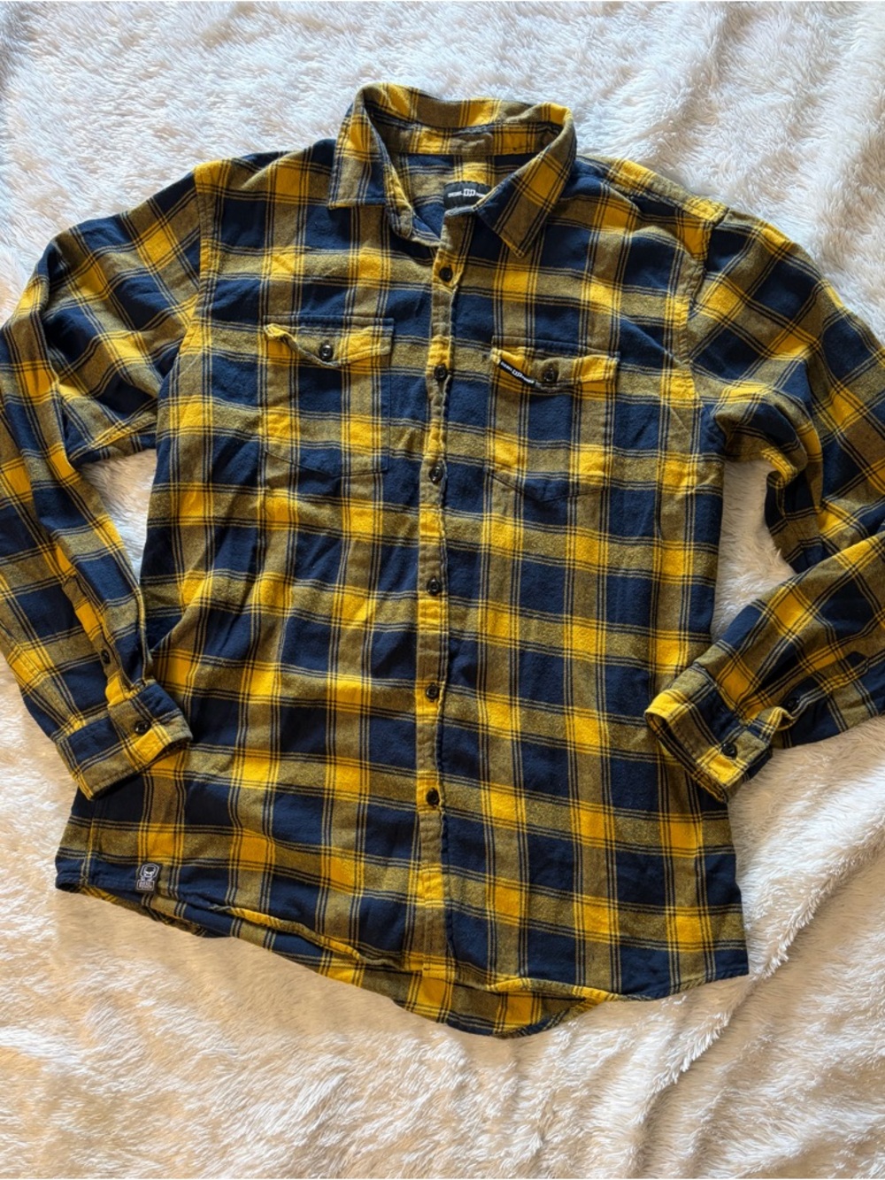 Men's Diesel Power Yellow and Navy Plaid Button-Up Shirt